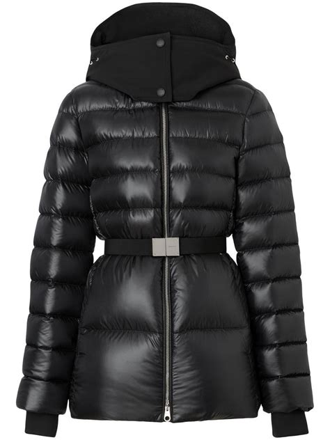 burberry detachable hood belted puffer coat|Belted Puffer Coat in Black .